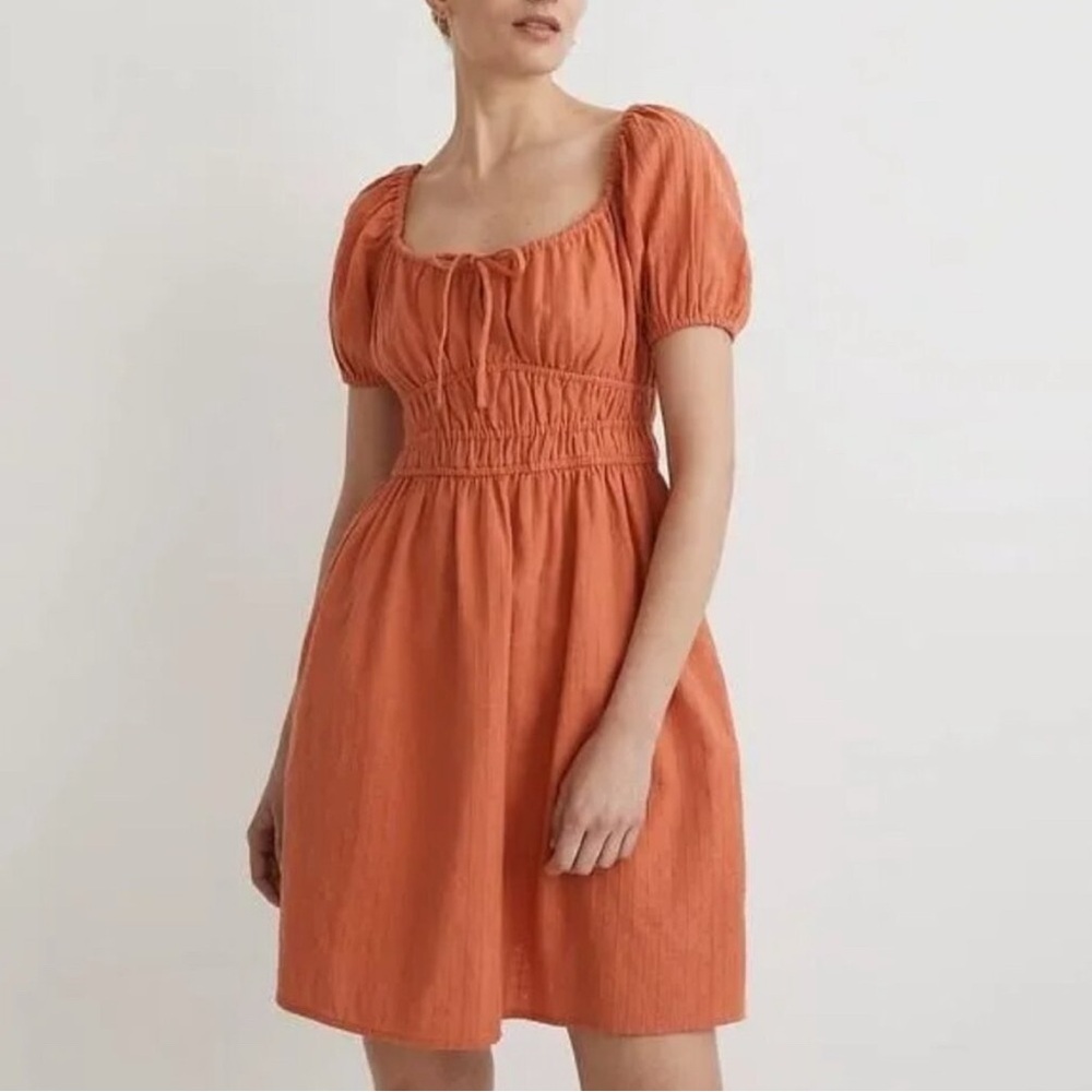 Madewell Dobby Sophia Tie-Front Mini Cotton Dress 
size XS